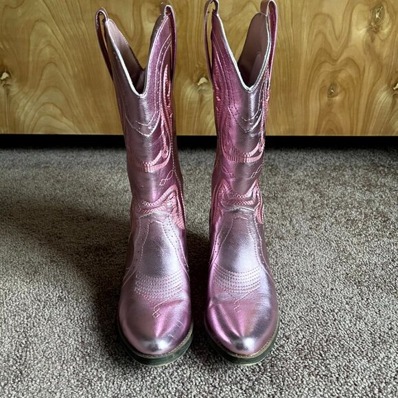 TRUE CRAFT Metallic Pink Western Boots, Women's Size 7.5 M - Picture 2 of 5